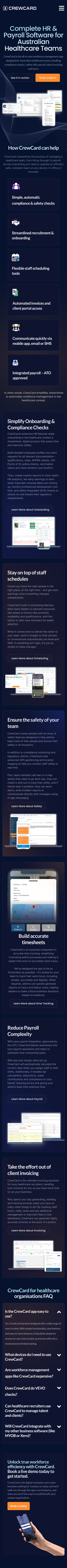 Landing page Crewcard